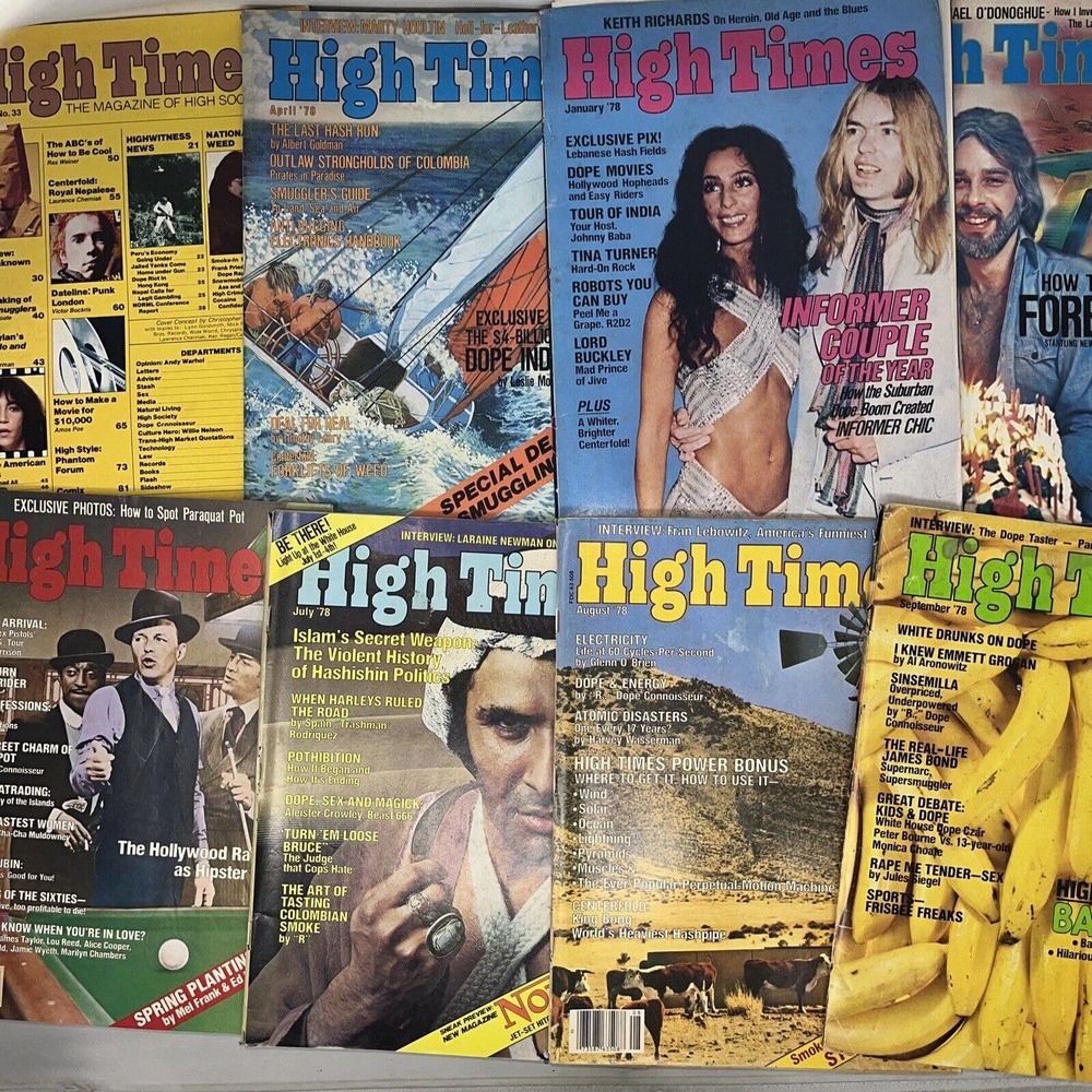 High Times Magazine Lot Of 8 All 1978, Cher Renewable Energy Keith Richards